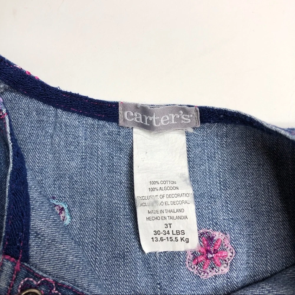 Carters floral snap front denim jumper/ dress